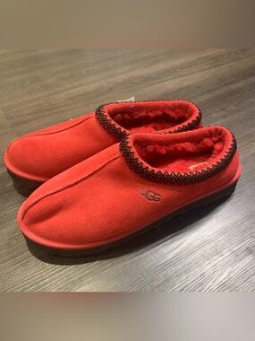 UGG Red Suede Plush-Lined Slip-On Clogs